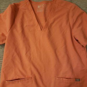 FIGS Casma Two Pocket Scrub Top V Neck Size Large Coral